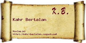 Kahr Bertalan névjegykártya