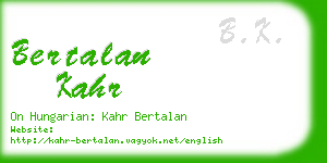 bertalan kahr business card
